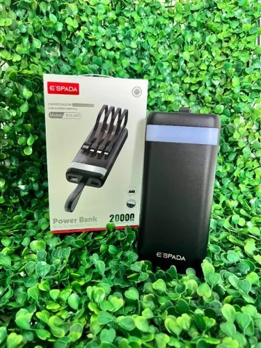 Power Bank 20.000mAh Espada BTE-05E com Cabos Integrados