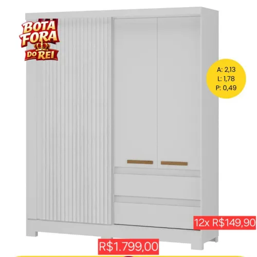 PROMOÇÃO URGENTE - Guarda-Roupa Casal com PORTAS DE CORRER + Espelho GRÁTIS Branco