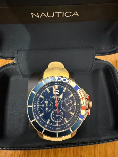 Relógio Nautica Masculino Original Cronógrafo Esportivo Azul - Excelente Estado