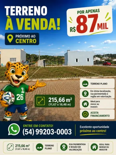 Excelente Terreno Urbano em Quinze de Novembro RS