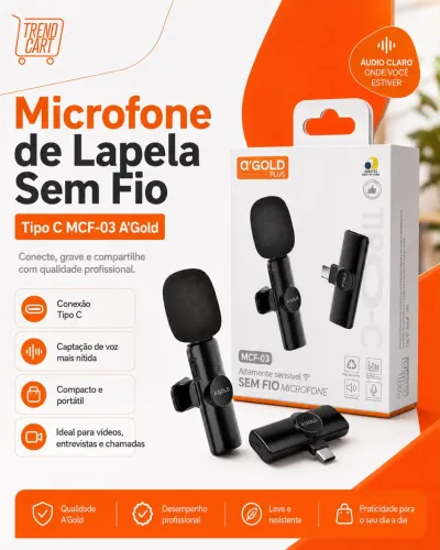 Microfone de Lapela Sem Fio Tipo-C MCF-03 A?Gold