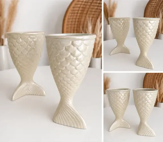 Vasos de porcelana cauda de sereia