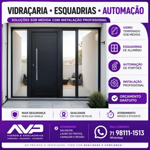 Vidraçaria - Portas, Janelas, Box, Espelhos 