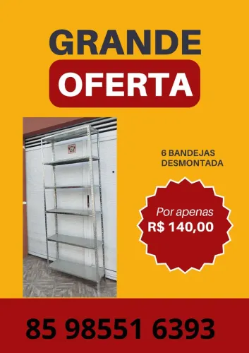 PRATELEIRAS DE AÇO GALVANIZADO COM 6 BANDEJAS