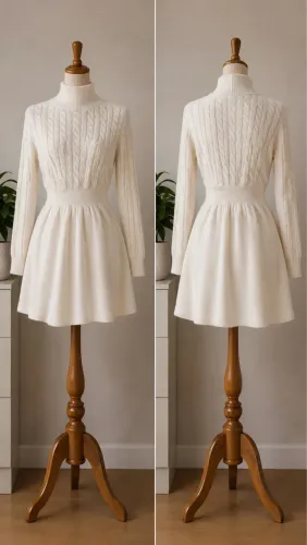 Vestido branco de tricô