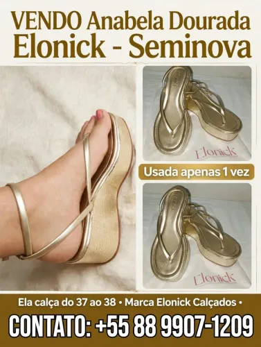 Vendo sandália da elonik na cor dourada