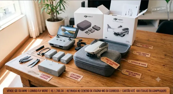 Vende-se Drone DJI Mini 1 - Combo Fly More (3 Baterias) | Impecável na Caixa