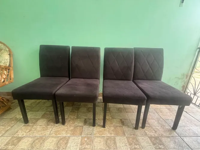 Conjunto cadeiras de jantar estofadas