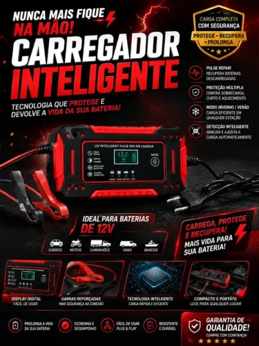 CARREGADOR INTELIGENTE DE BATERIA 12V COM RECUPERAÇÃO PULSE REPAIR