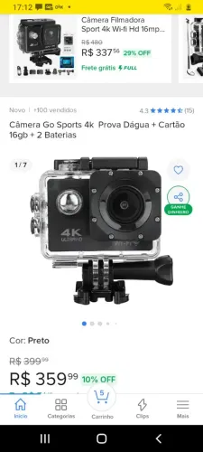 CAMERA GOPRO 4K UTRA HD NOVA ZERA NA CAIXA