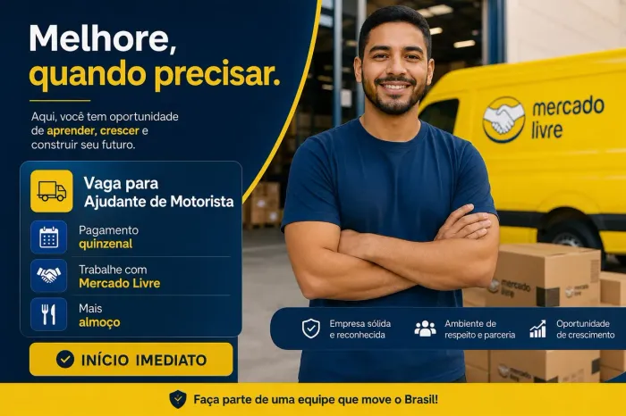 Vaga para ajudante de motorista/logística.