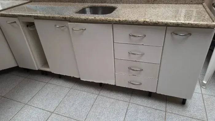 Armário pia cozinha Italínea + granito com rodopia + cuba