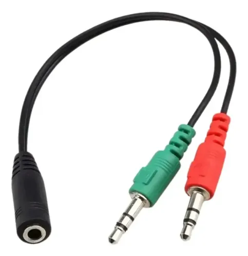 Cabo Adaptador de Headset 2 P2 Macho para 1 P3 Fêmea Fone e Microfone PC