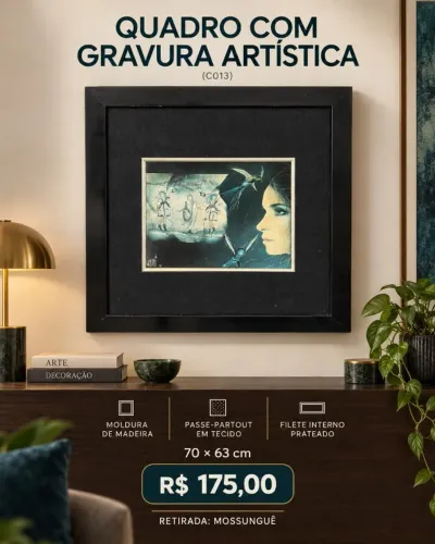 QUADRO COM GRAVURA ARTÍSTICA