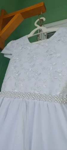 Vestido Dama De Honra Branco Com Brilho Longo