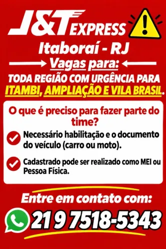 VAGA DE ENTREGADOR TIKTOK - ITABORAI