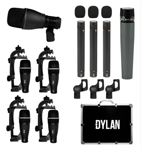 Kit Microfone Bateria Dylan Dd9 Maleta 9 peças