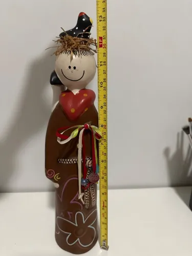figura são francisco de assis. ceramica pintado a mão