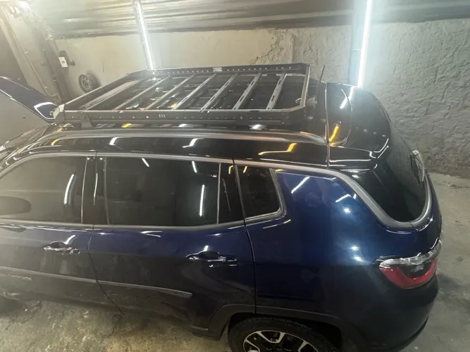 Rack de teto MKK inox + Barra de LED 234 Super Slim 80 cm Osram - Jeep Compass 2017/2025