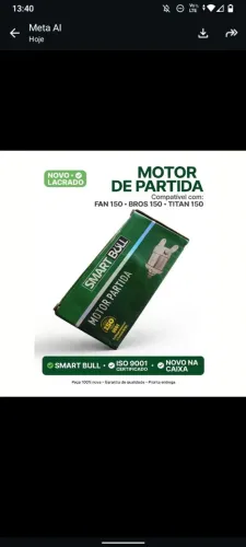 Motor de Partida Smart Bull Fan 150/ Bros 150 /Titan 150- Novo Lacrado ISO 9001