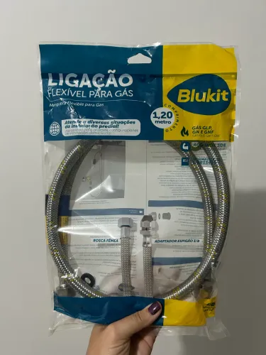 Ligação Flexível para Gás Blukit 1,20m - Aço Inox - GLP, GN e GNF