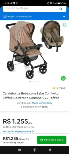 Kit Carrinho de bebê Galzerano+bebê conforto