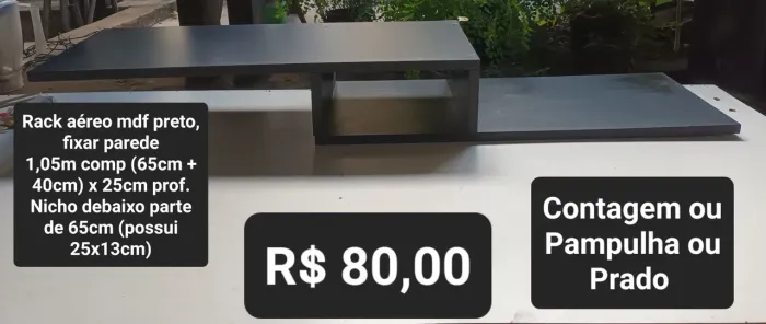 Rack aéreo fixar parede mdf preto