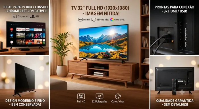 TV Samsung 32" Full HD (1080p) - Imagem de Alta Definição