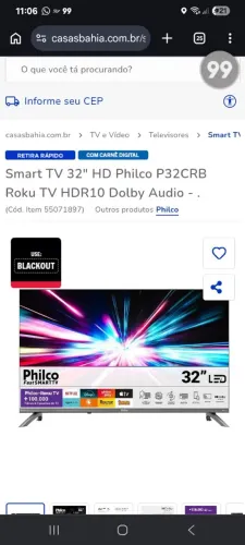 Tv smart Philips roku 32 polegadas