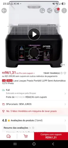 Lava louças portátil Praxis