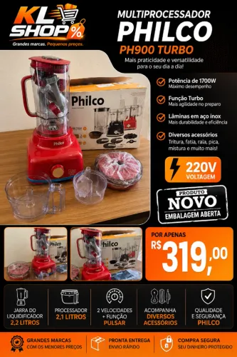 MULTIPROCESSADOR PHILCO VERMELHO Produto Novo