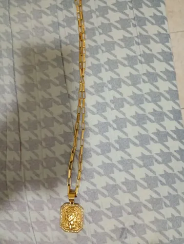 Corrente de Moeda antiga com pingente e dedeira