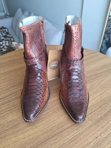 Bota Country Texana Western Cowboy Goyazes Couro Legítimo Cobra Python (Piton) Nova N° 35