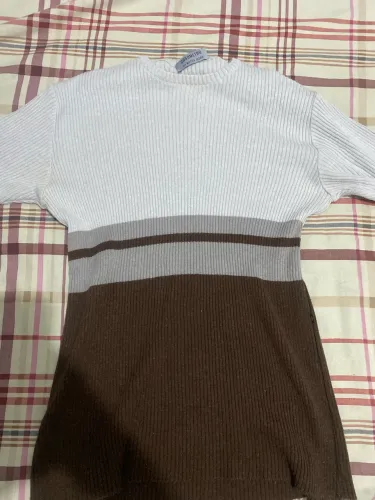 Camisa Marrom Bege e Cinza Canelada