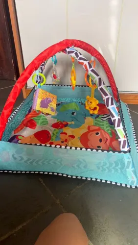 Baby Activity Gym Mat Play Cloth Book Rattles Mirror Sensory (Usado)
