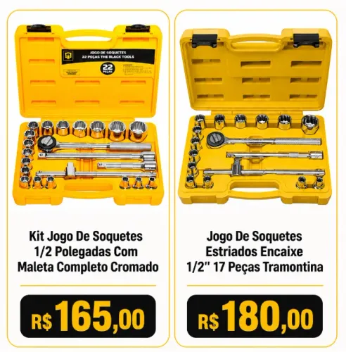Ferramentas Jogo de Soquetes 1/2 Polegadas - Entrega grátis em Taquaralto