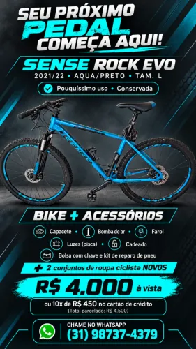 BICICLETA ROCK EVO 2021/22 AQU/PTO TAM L com acessórios