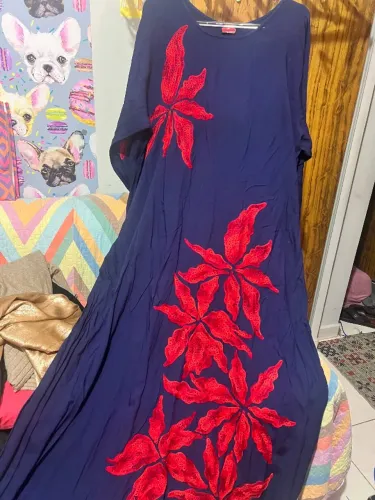 Vestido indiano azul e vermelho XG