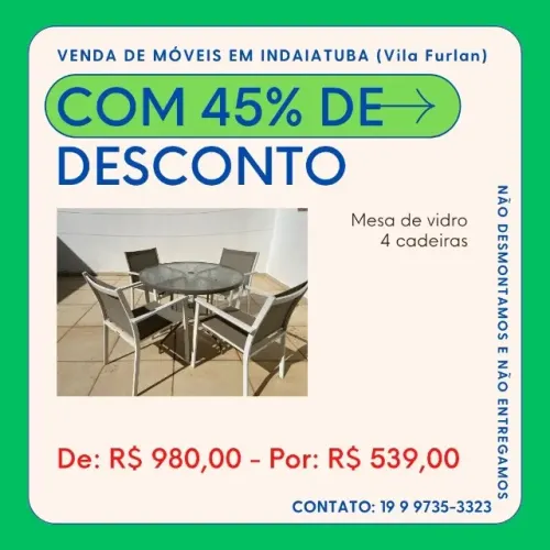 Mesa de vidro 4 cadeiras