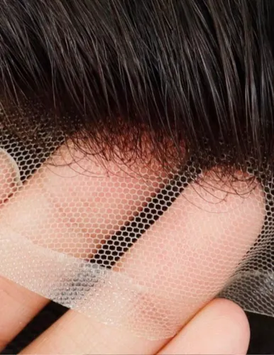 Protese Capilar Híbrica, Cabelo Humamo, Nó duplo, Cor 1B, Tamanho 6x9, nova lacrada