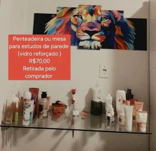 Mesa de vidro para Estudo ou prateleira