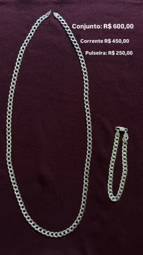 Corrente e Pulseiras de Prata