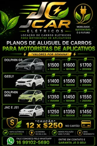 Aluguel de carro elétrico para aplicativo