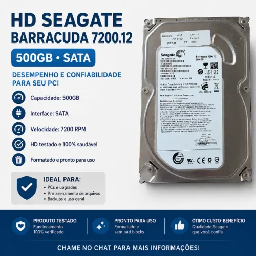HD Seagate Barracuda 500GB SATA 7200RPM - Testado e Saudável