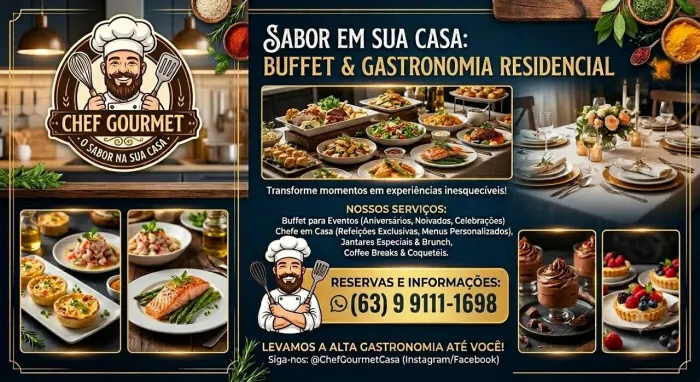 Chef de cozinha disponível para evento e buffet e serviço residencial de marmitas