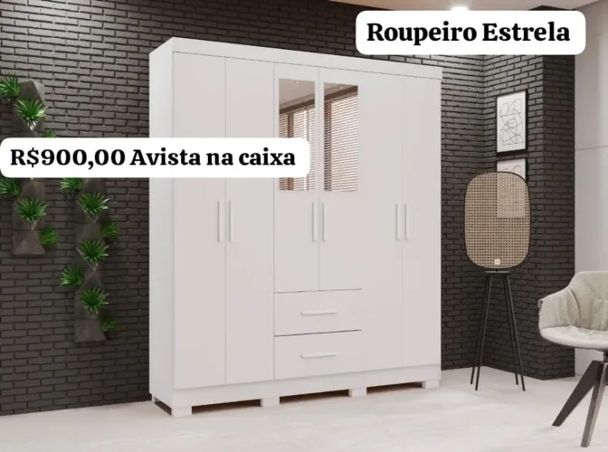 Roupeiro Estrela 6pts com espelho Novo na caixa
