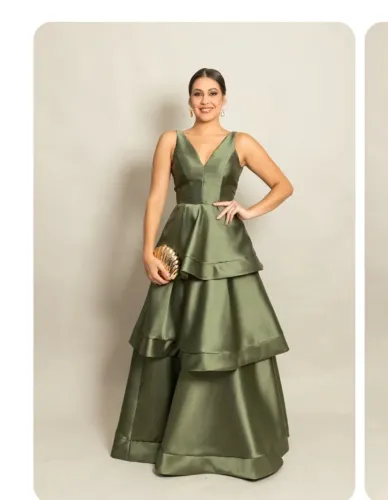 Vestido festa Verde Oliva - Madrinha 