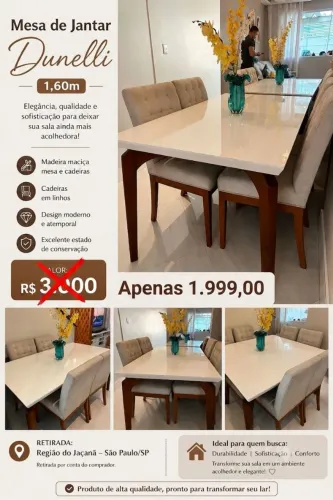 OFERTA PARA VENDER HOJE !! Mesa retangular + 4 cadeiras Dunelli