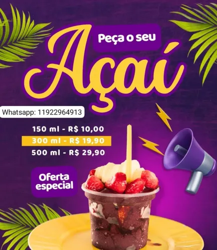 Açaí Cremoso 500ml com Frutas Frescas 