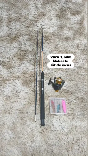 Vara com molinete e kit de iscas